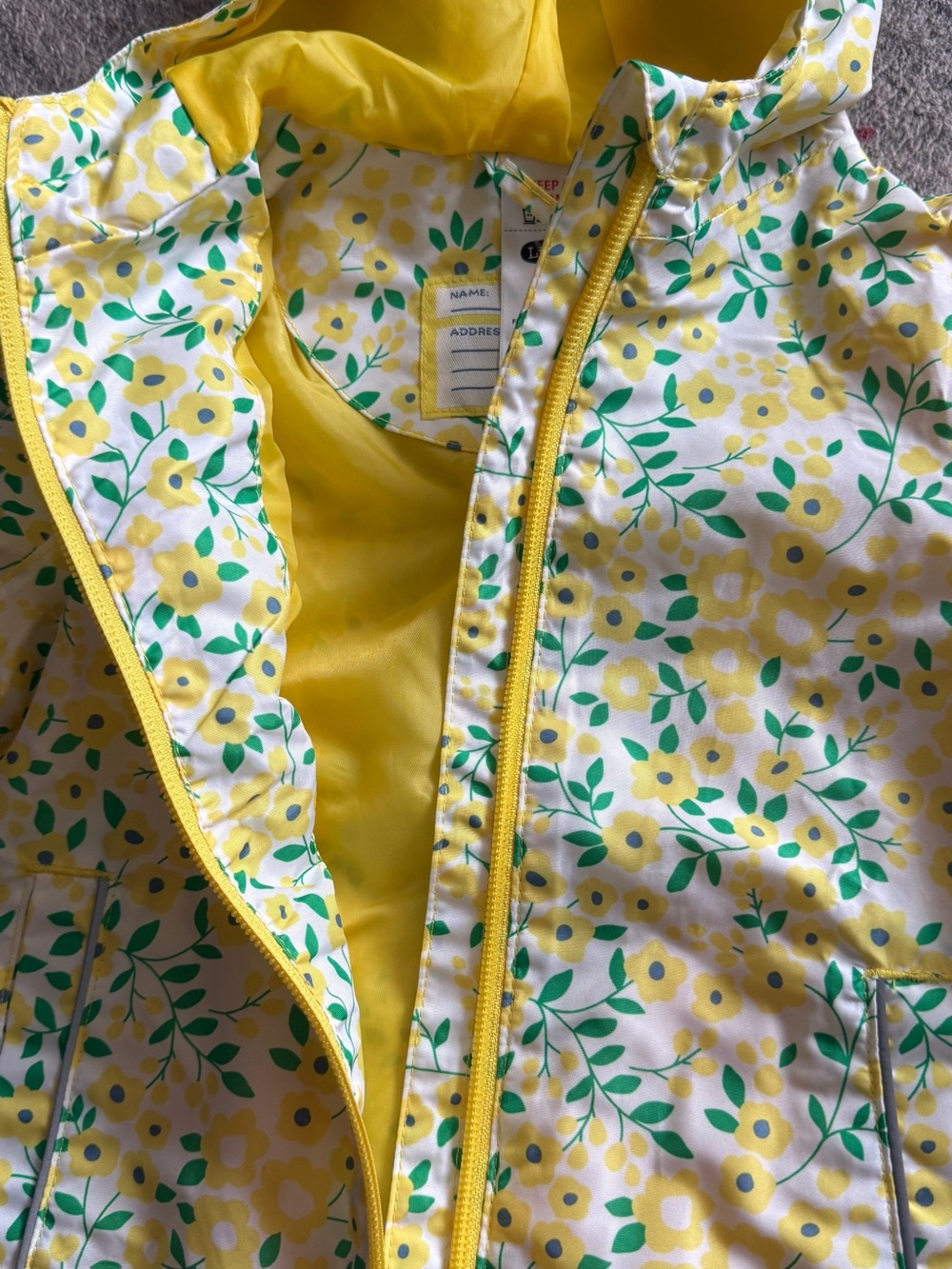 Kids Floral Hooded Raincoat in Yellow - Unbranded - Picture 6 of 10